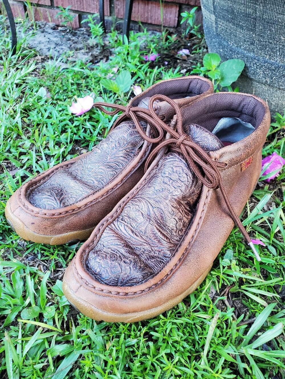 Twisted X Driving Moc Chukka Boot 8.5 Leather Western Cowgirl Tooled Top Rodeo